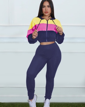Fashion sports long pants Casual tops 2pcs set for women