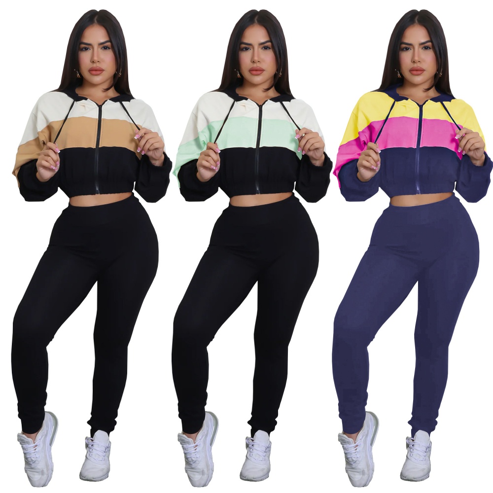 Fashion sports long pants Casual tops 2pcs set for women