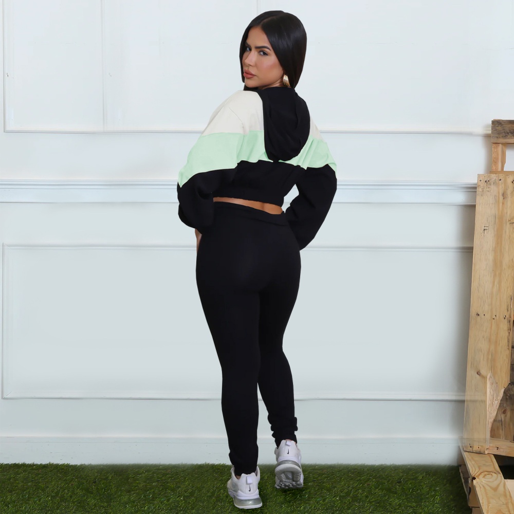 Fashion sports long pants Casual tops 2pcs set for women