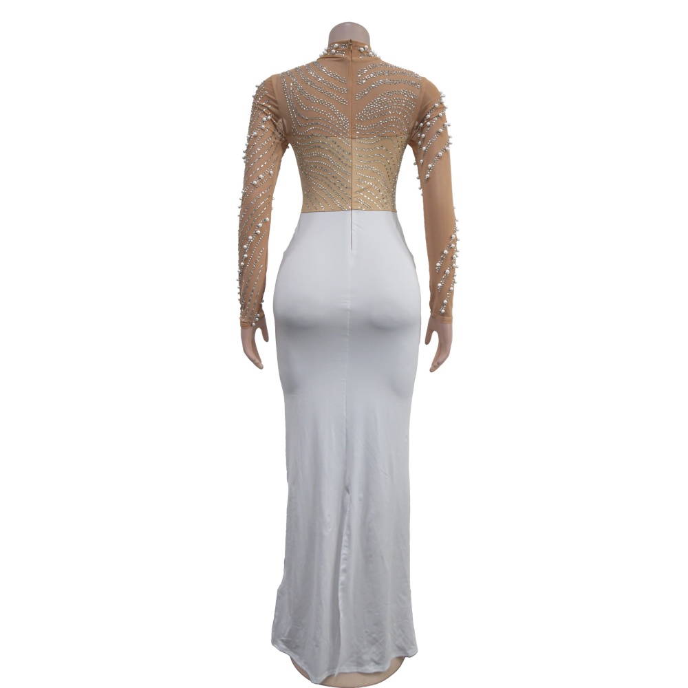 Pure fashion long rhinestone dress for women