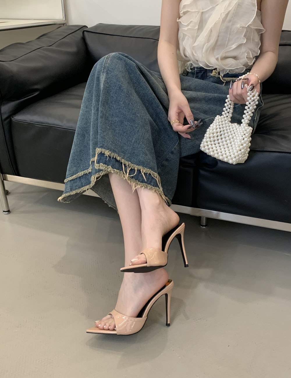 Temperament summer fine-root slippers for women