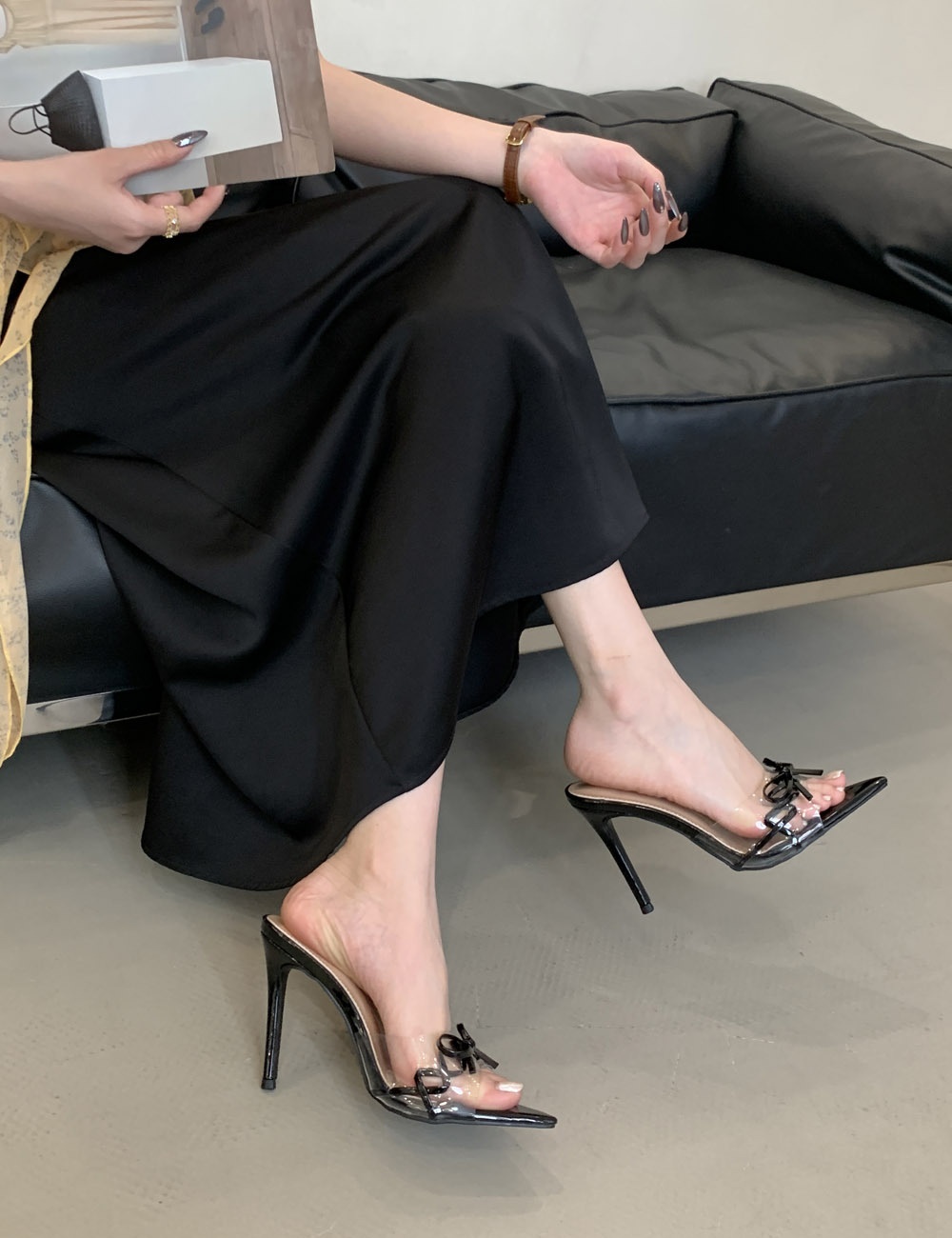 Summer all-match temperament fine-root slippers for women