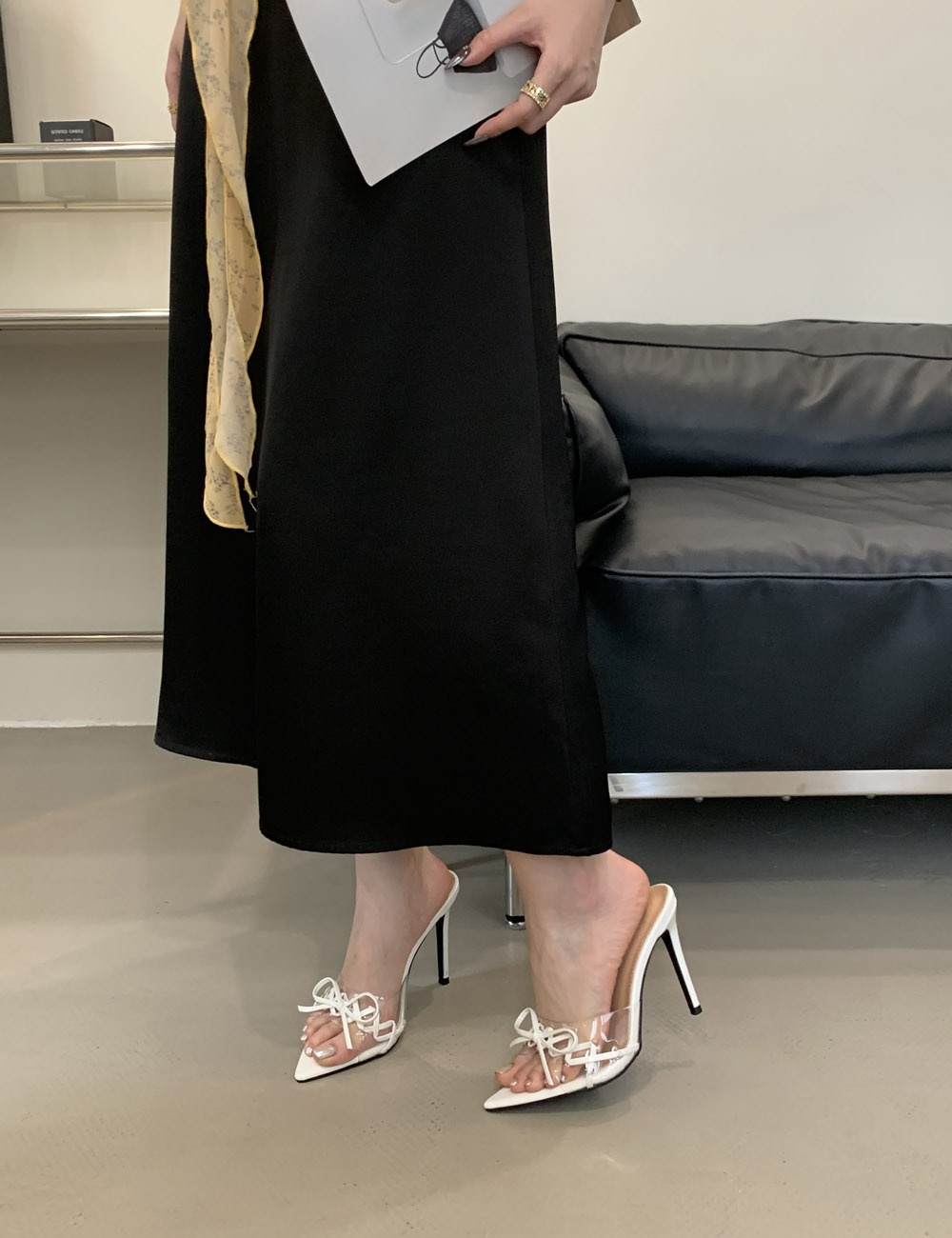 Summer all-match temperament fine-root slippers for women