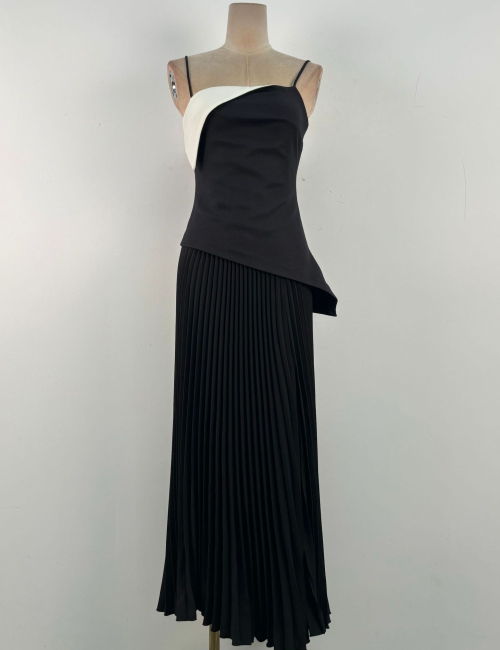 Mixed colors sling temperament dress slim split long dress