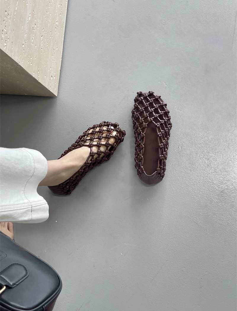 Hollow weave flat France style chanelstyle shoes for women
