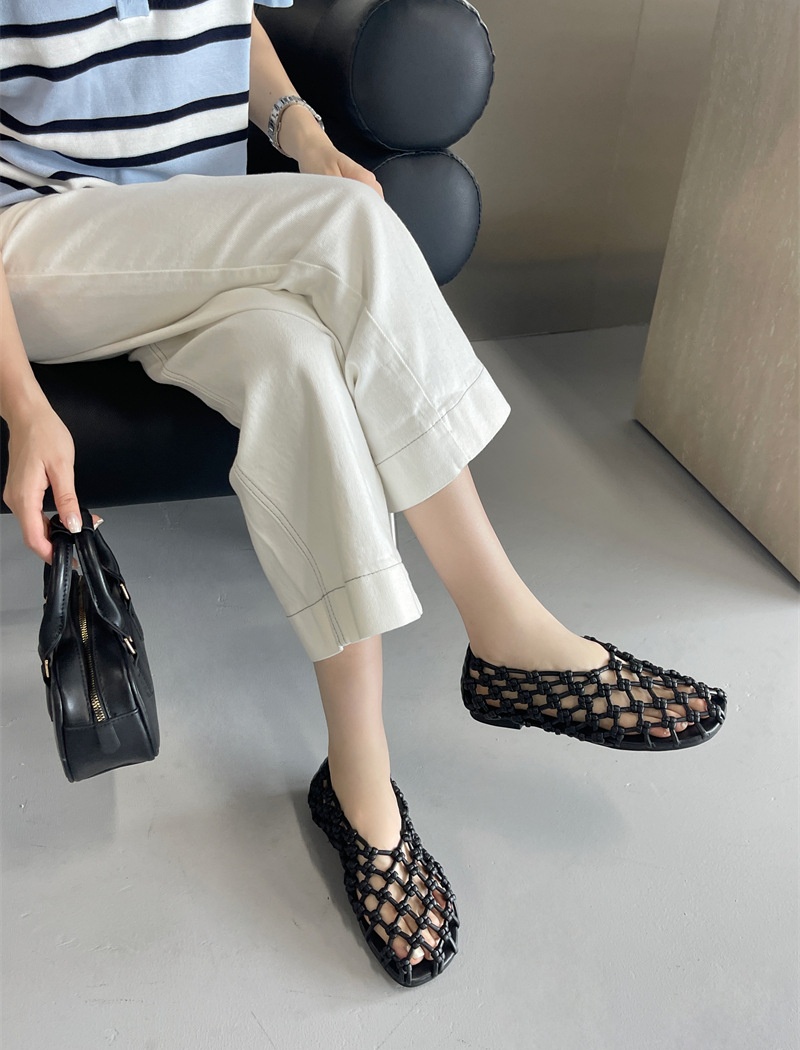 Hollow weave flat France style chanelstyle shoes for women