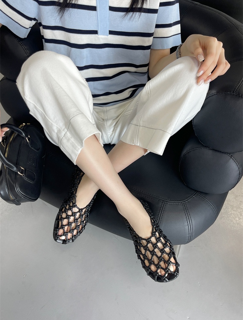 Hollow weave flat France style chanelstyle shoes for women