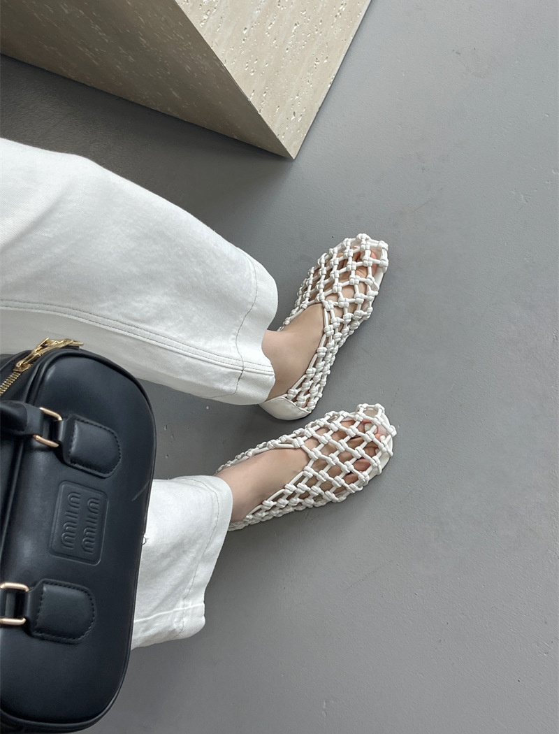 Hollow weave flat France style chanelstyle shoes for women