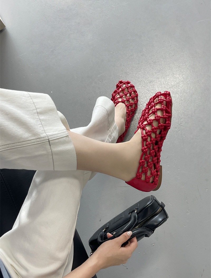 Hollow weave flat France style chanelstyle shoes for women