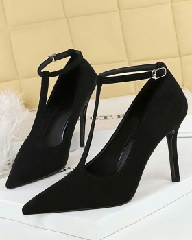 Broadcloth high-heeled shoes pointed shoes for women