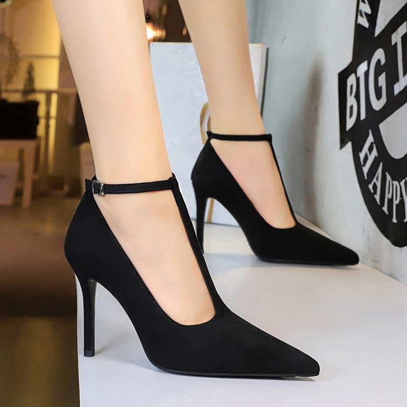 Broadcloth high-heeled shoes pointed shoes for women