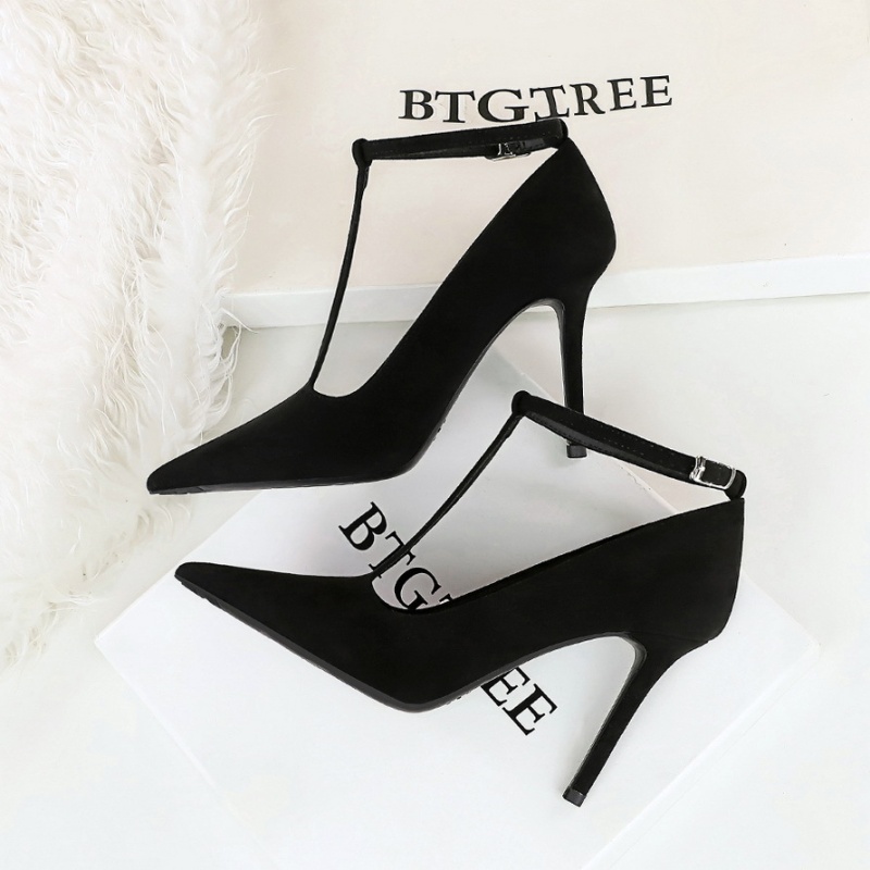 Broadcloth high-heeled shoes pointed shoes for women