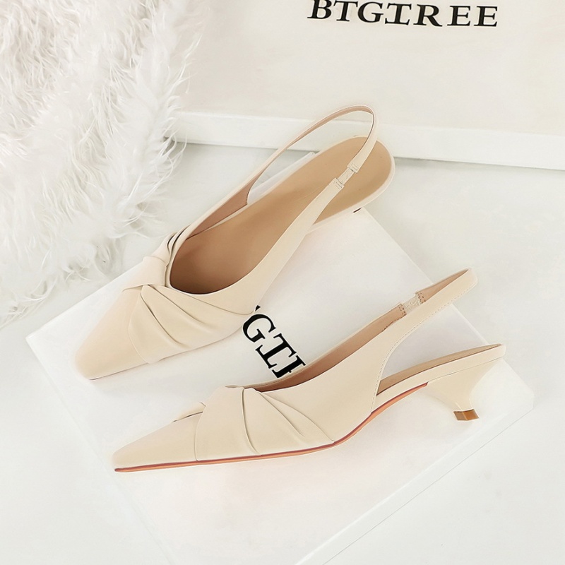 Low bow Korean style pointed fashion fine-root shoes