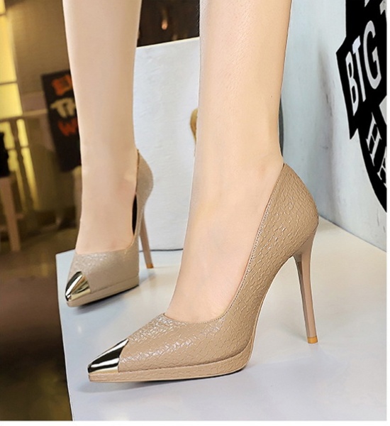 European style fine-root shoes low pointed high-heeled shoes