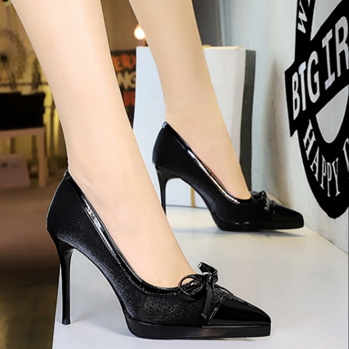 Pointed banquet high-heeled shoes bow European style shoes