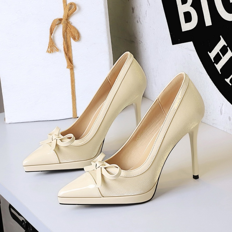 Pointed banquet high-heeled shoes bow European style shoes