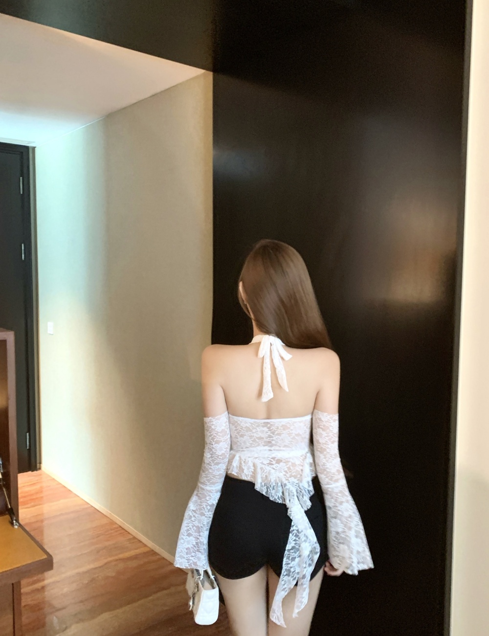 Enticement trumpet sleeves irregular tops for women