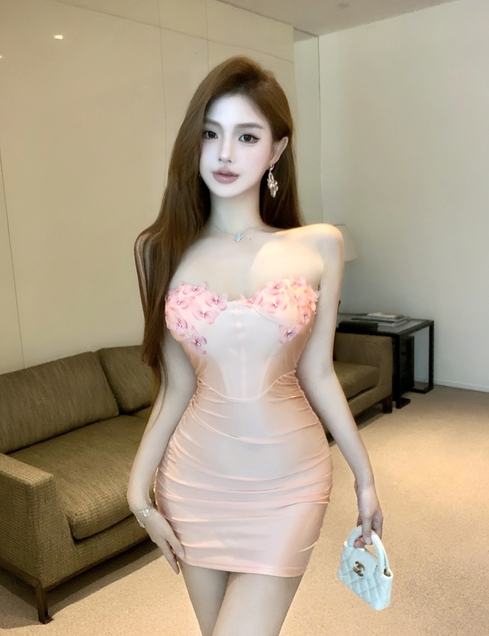 Stereoscopic butterfly dress tight sexy formal dress
