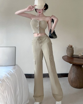 Wide leg work clothing fashion vest 2pcs set