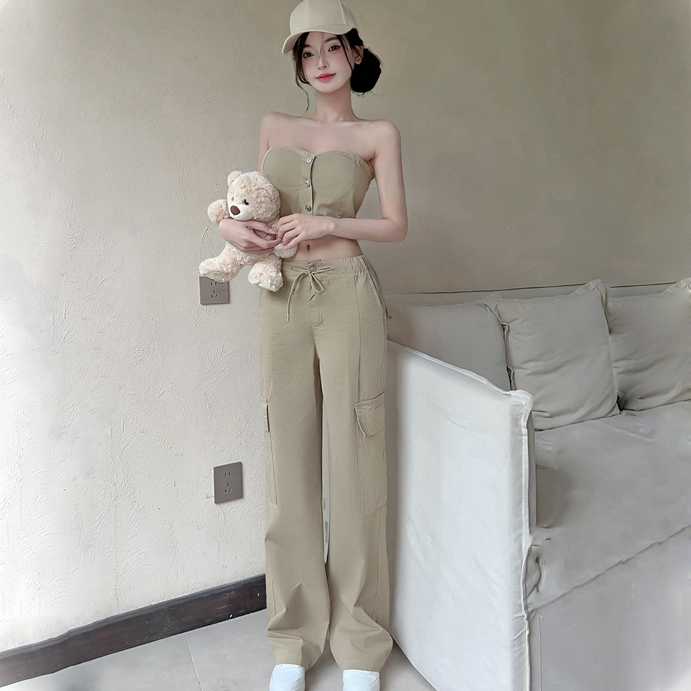 Wide leg work clothing fashion vest 2pcs set