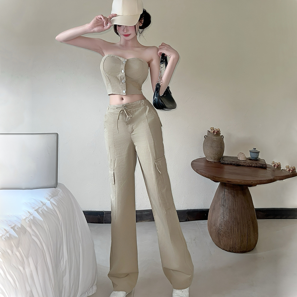 Wide leg work clothing fashion vest 2pcs set