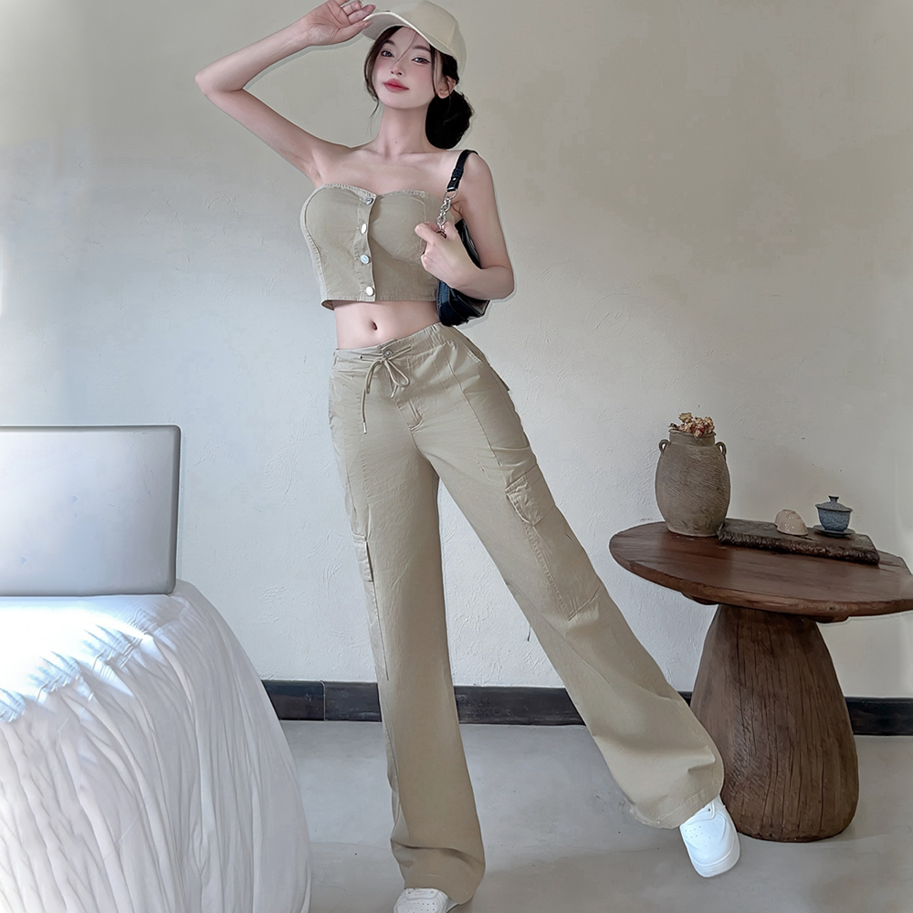 Wide leg work clothing fashion vest 2pcs set