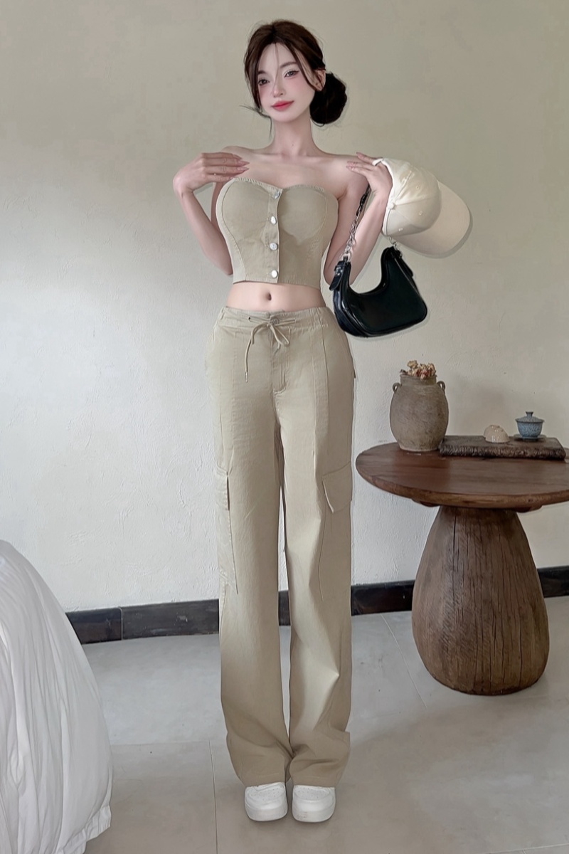 Wide leg work clothing fashion vest 2pcs set