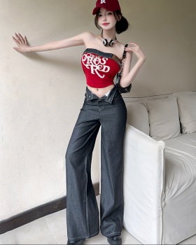 Wrapped chest wide leg pants sexy tops for women