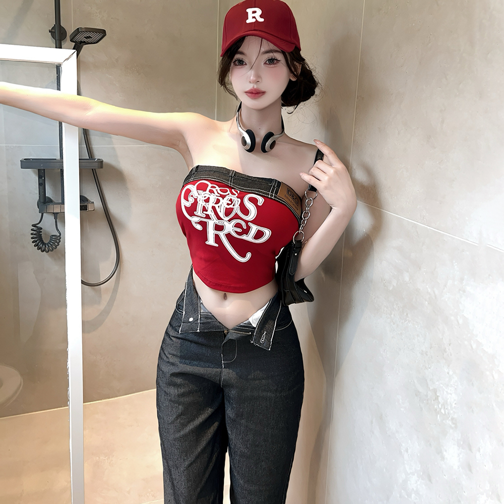Wrapped chest wide leg pants sexy tops for women