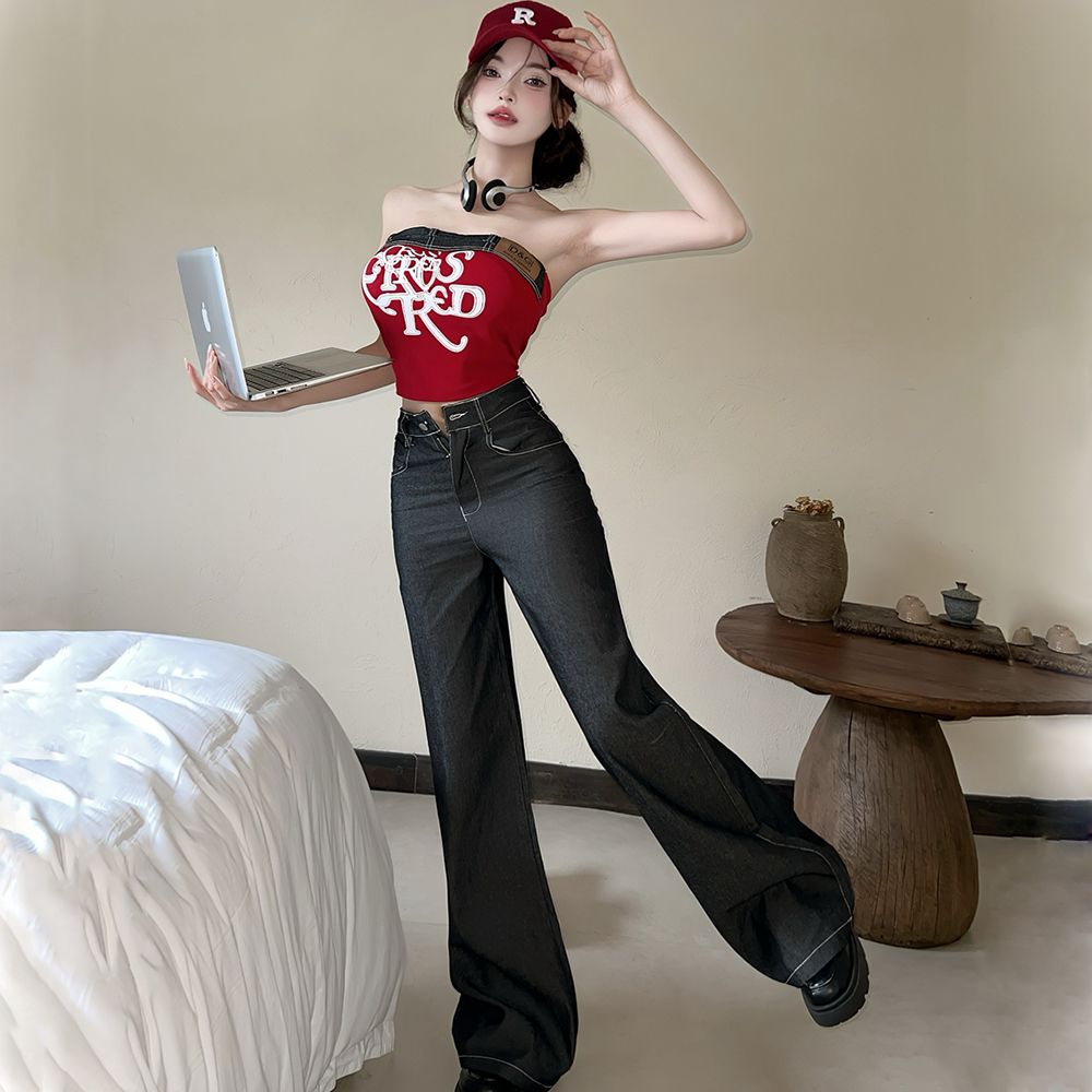 Wrapped chest wide leg pants sexy tops for women