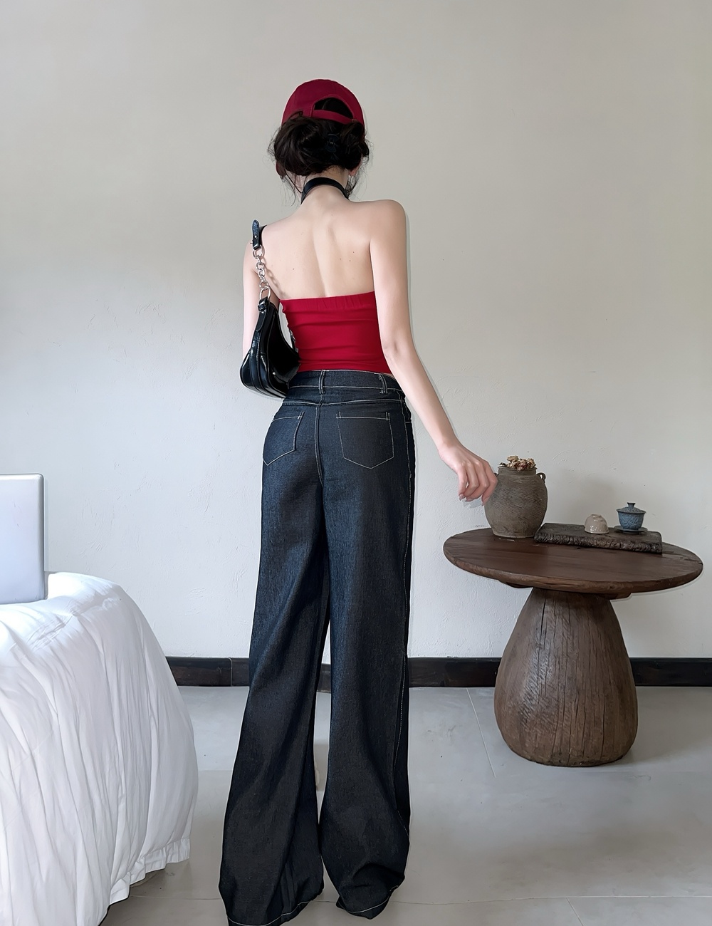 Wrapped chest wide leg pants sexy tops for women