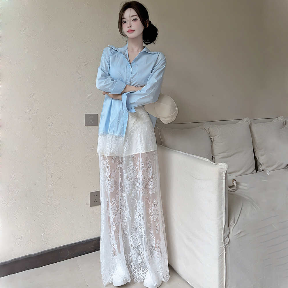 Seaside shirt high waist skirt a set for women
