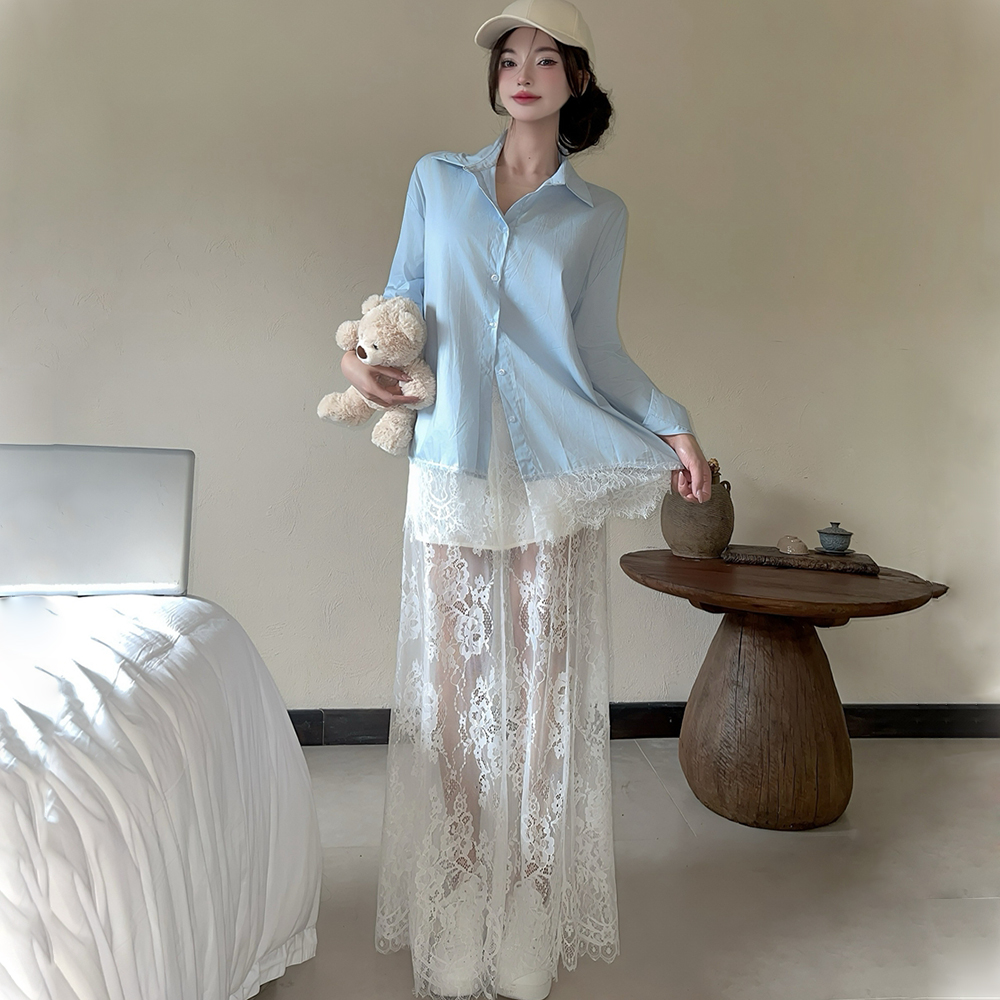 Seaside shirt high waist skirt a set for women