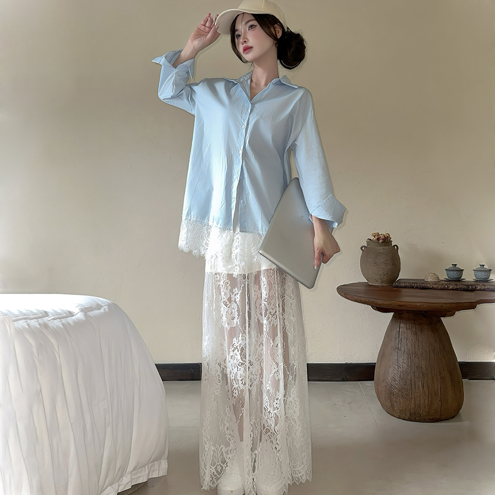 Seaside shirt high waist skirt a set for women