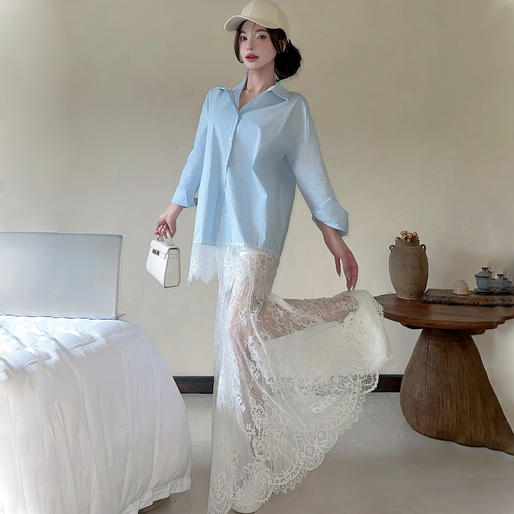 Seaside shirt high waist skirt a set for women