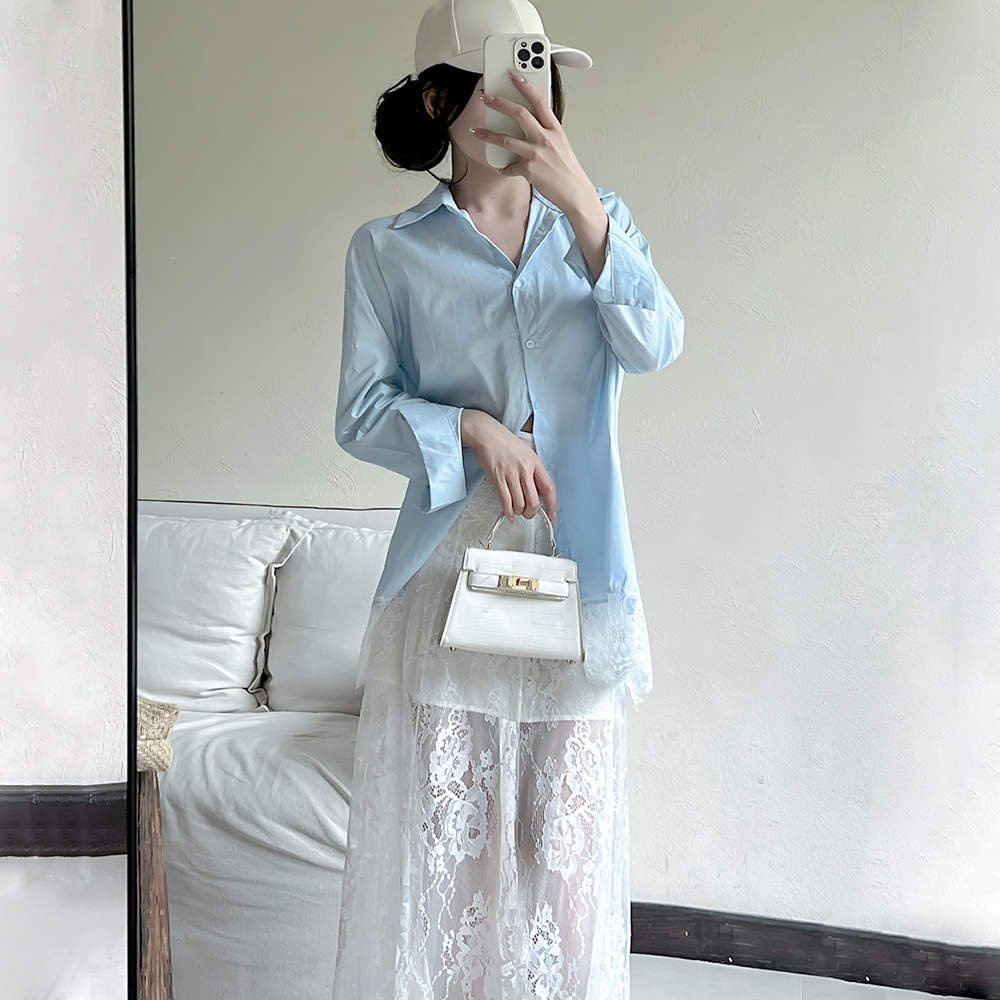 Seaside shirt high waist skirt a set for women