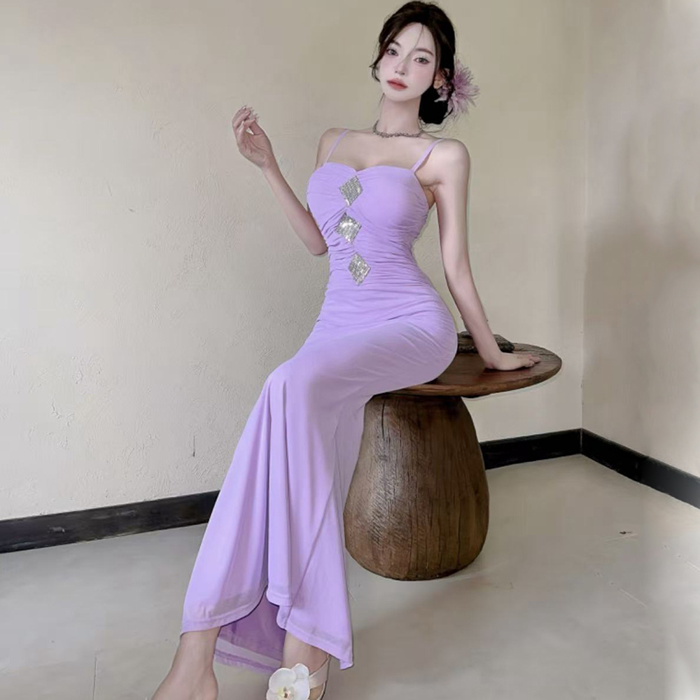 Long sleeve sling dress long cardigan 2pcs set for women