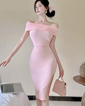 Package hip Hepburn style strapless temperament dress for women