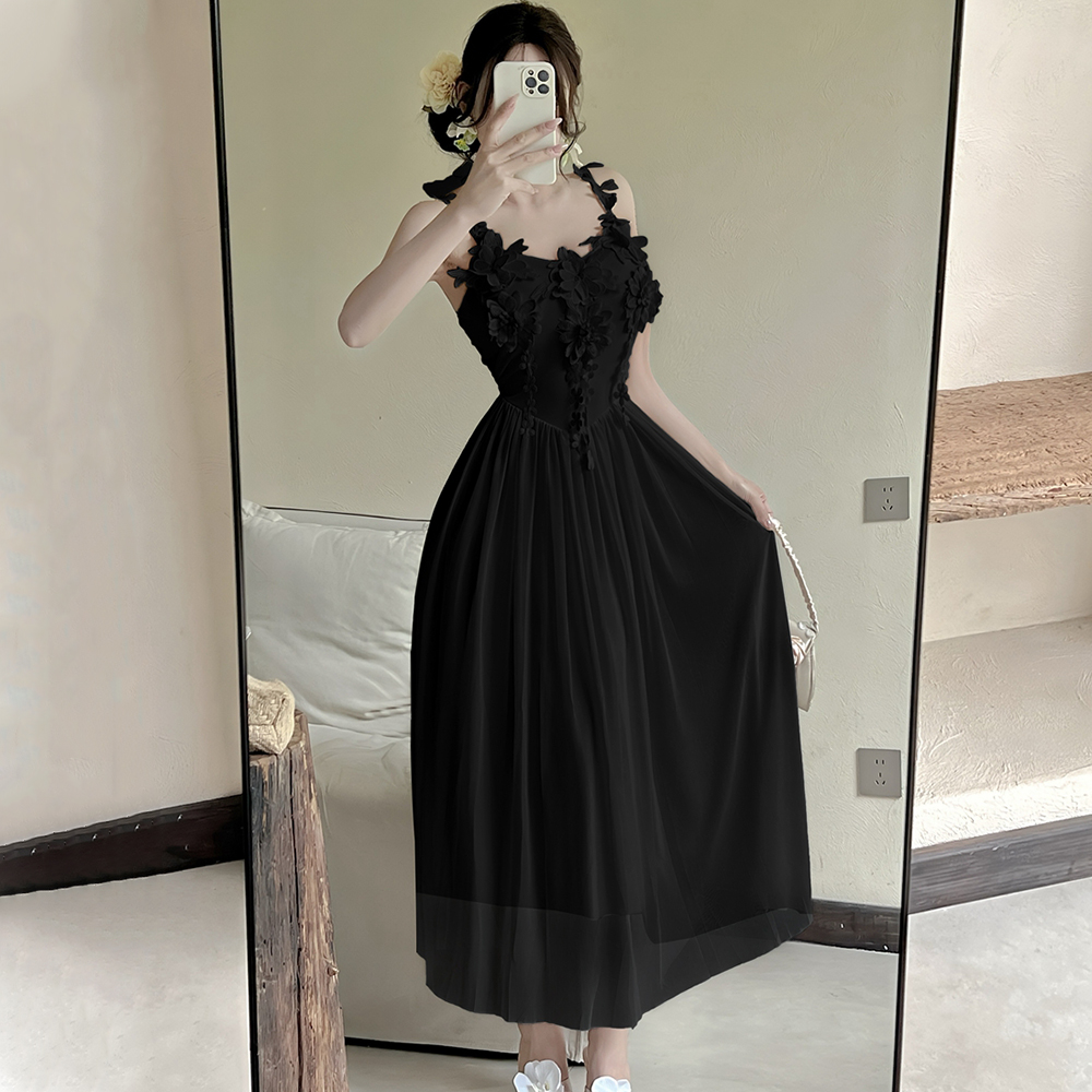 Summer gauze dress sling splice formal dress for women