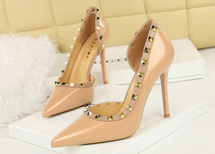 Rivet sexy high-heeled shoes fine-root shoes for women
