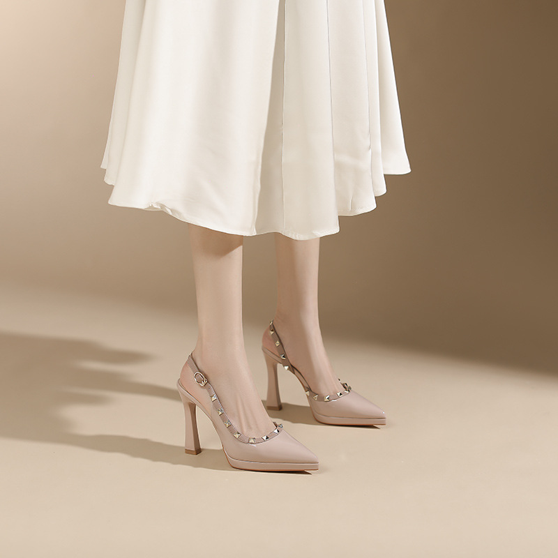 Fine-root pointed shoes high-heeled platform
