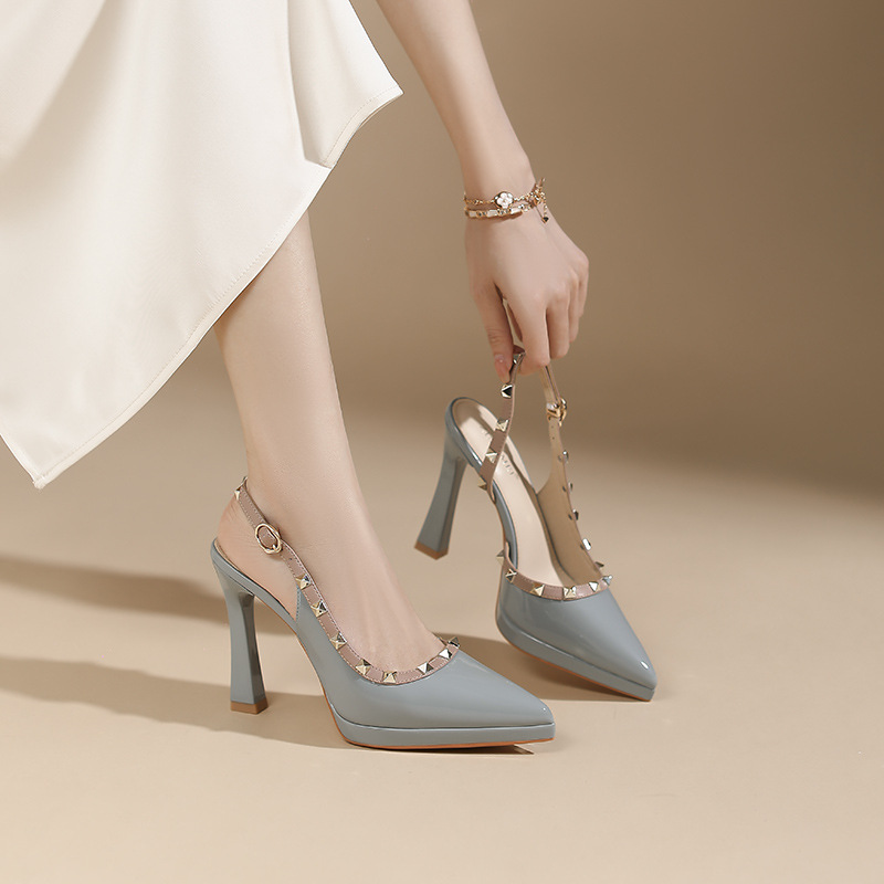 Fine-root pointed shoes high-heeled platform