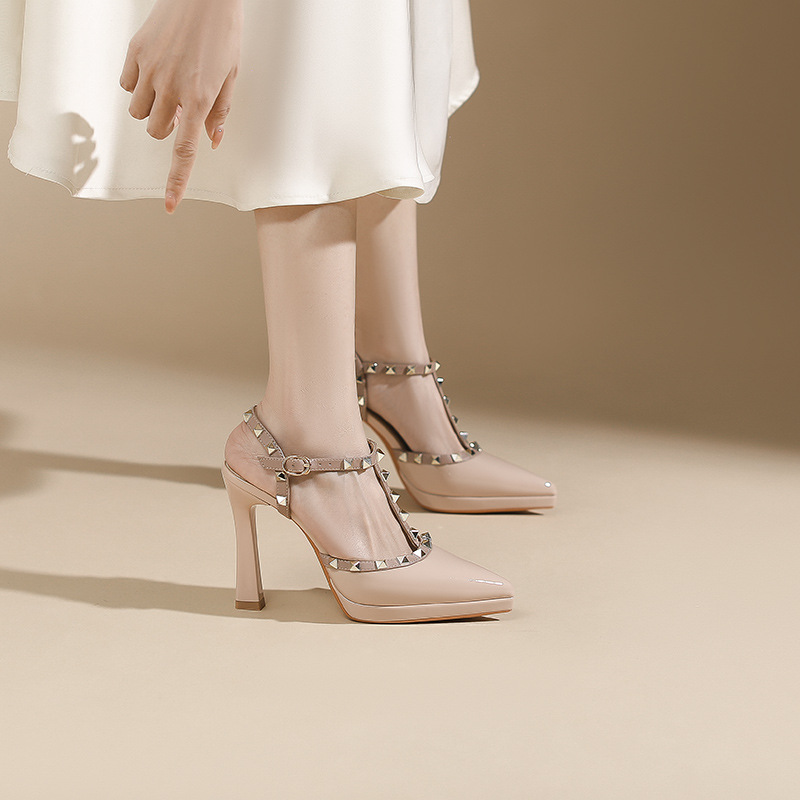 Fine-root high-heeled shoes platform for women