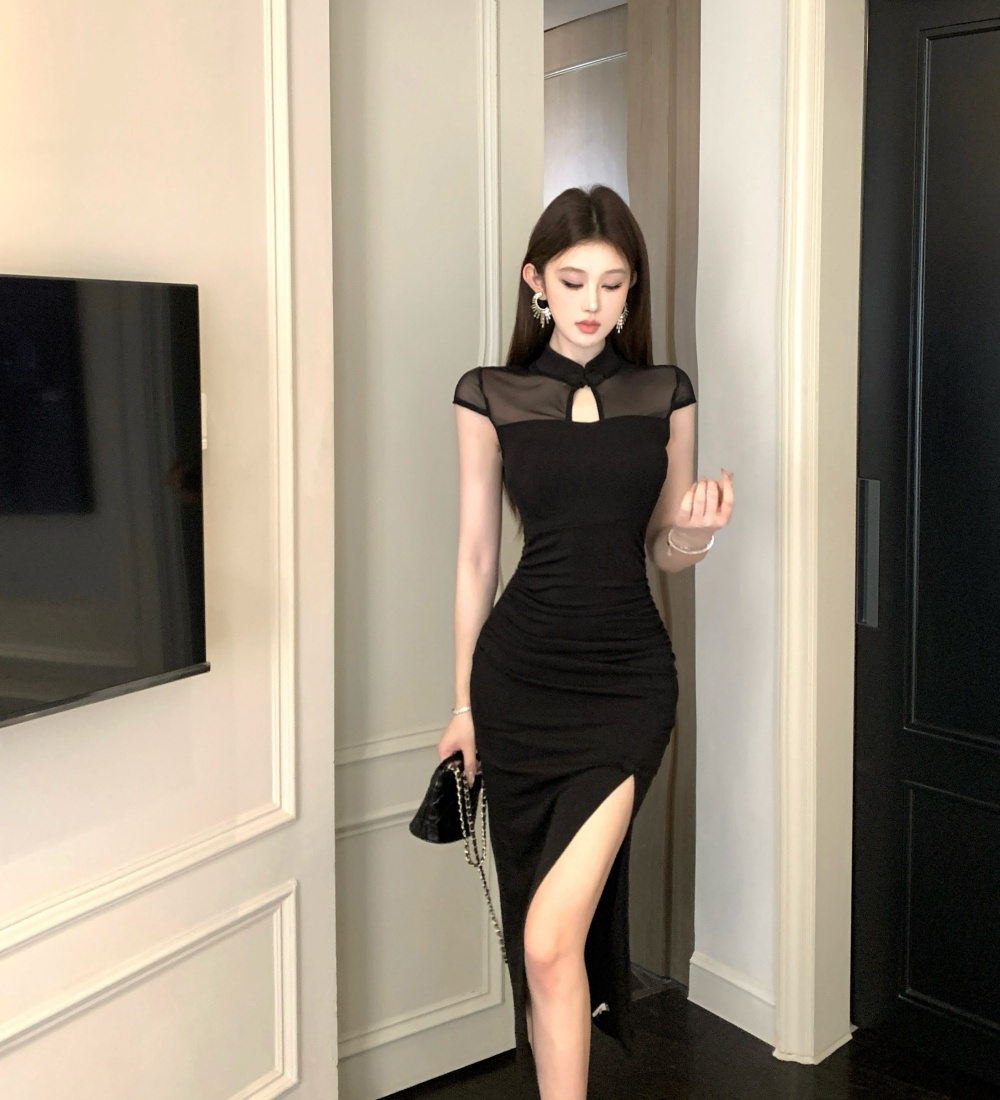 Split slim splice dress