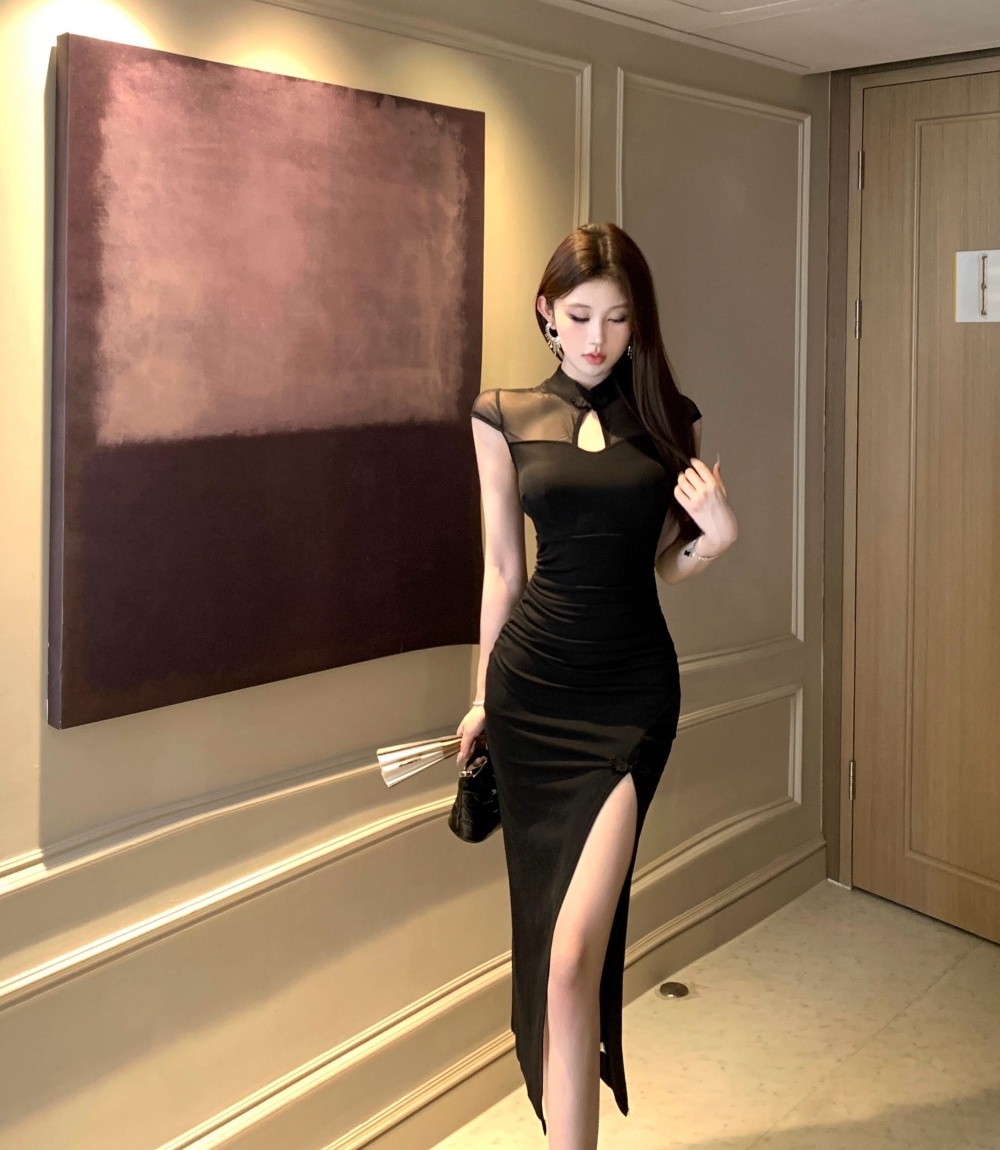 Split slim splice dress