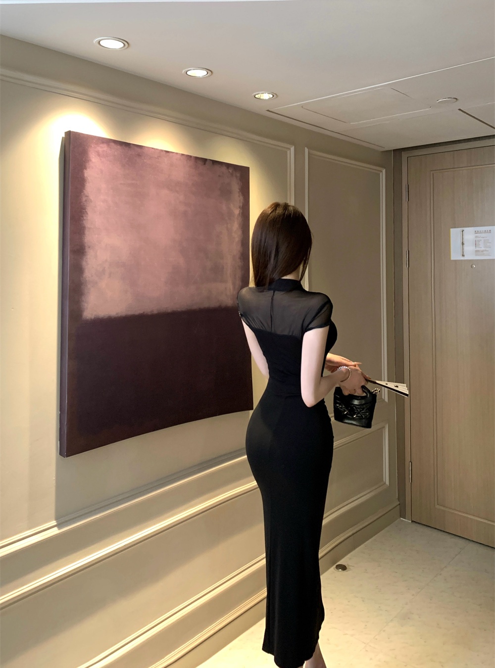 Split slim splice dress