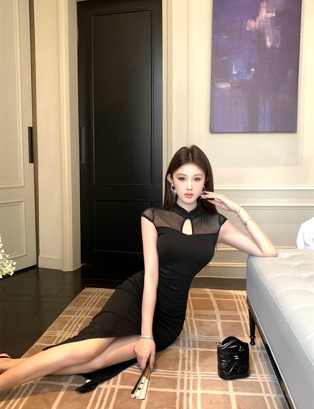 Split slim splice dress