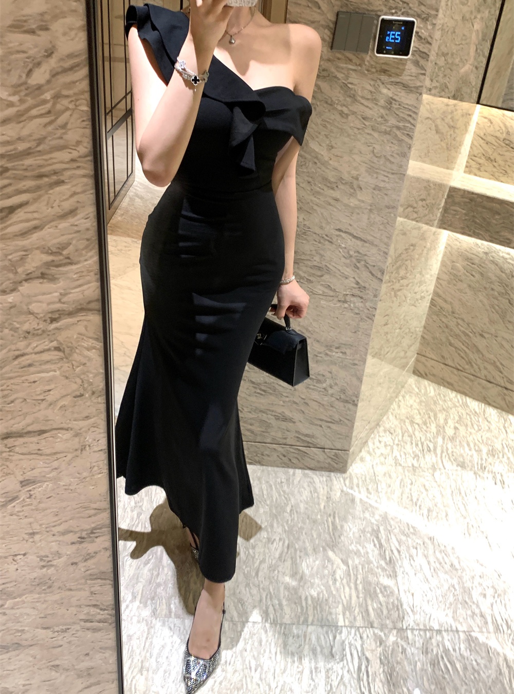 Ladies wood ear sexy temperament package hip dress