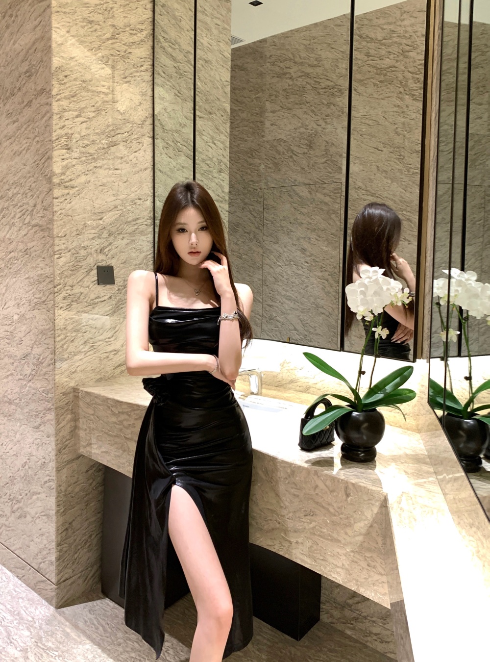 Spicegirl sling glossy summer slim dress