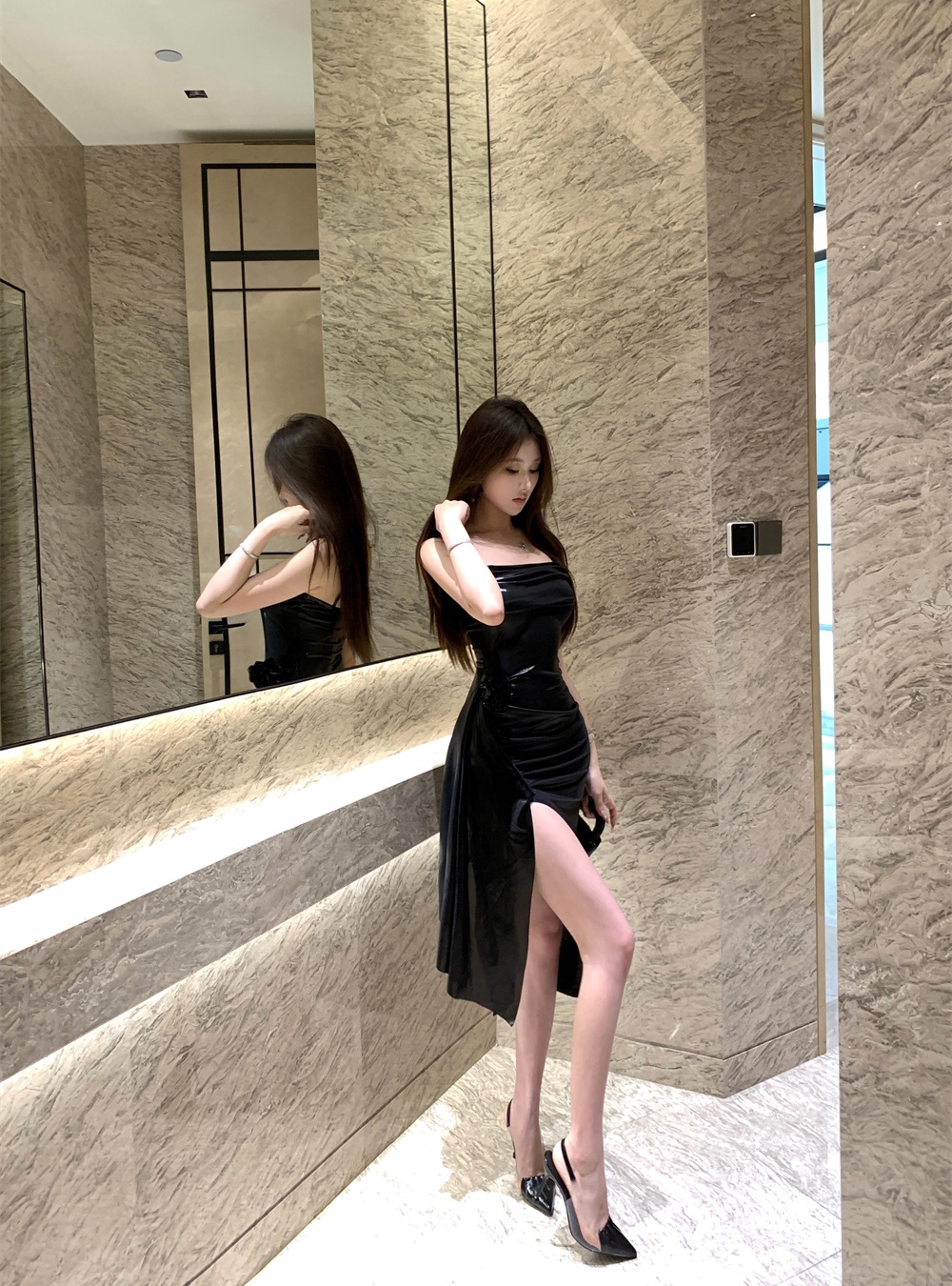 Spicegirl sling glossy summer slim dress